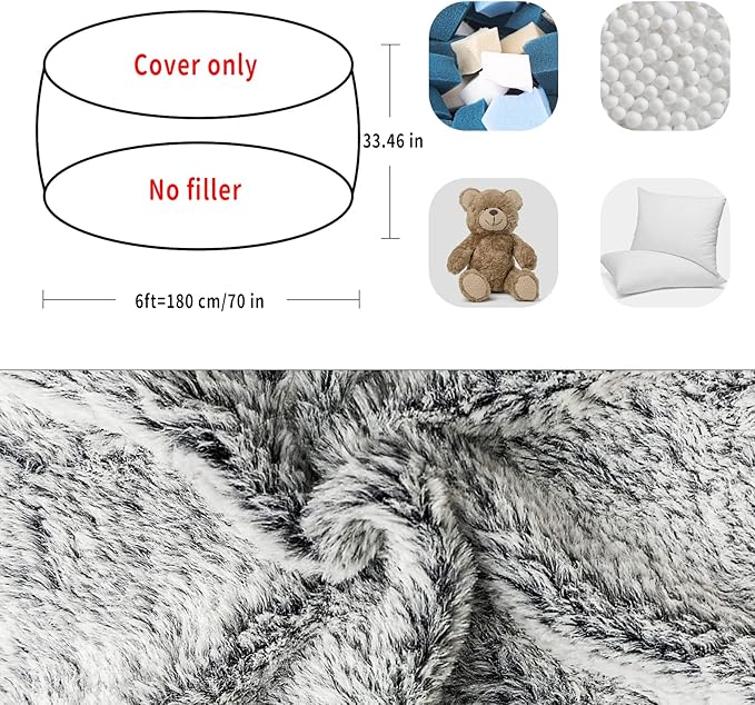 YudouTech (No Filler Bean Bag Chair Cover Without Filler, Big Round Soft Fluffy - Image 2
