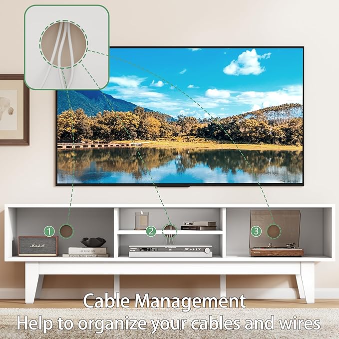 Fluted TV Stand for 55 65 Inch TV, Mid Century Modern Entertainment Center - Image 3