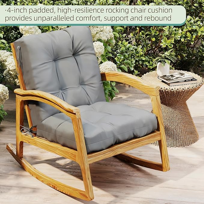 Outdoor Chair Cushions Set of 2, High Back Soft Seat Pad - Image 3