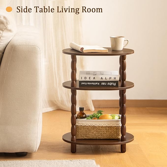 MaxSmeo Small Side Table, 3-Tier Small End Table, Modern Oval Night Stand - Image 7