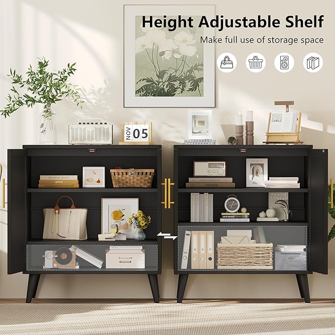 Keehusux 15.7" D Black Buffet Cabinet - Image 6