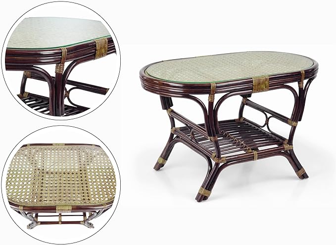 Malibu Lounge Set of 4: 2 Natural Rattan Wicker Chairs, Three-Seater Sofa - Image 6