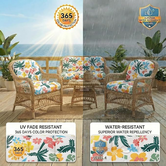1 MIDDLE ONE Wicker Chair Cushions 3 Pieces Set - Image 4