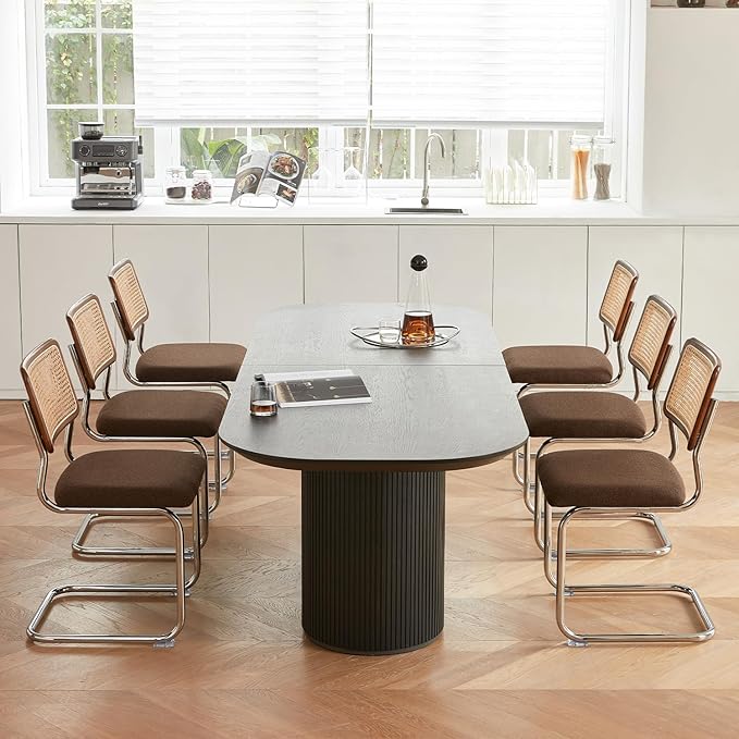 GrandNoor Rattan Dining Chairs Set, Wooden Mid Century Modern Dining Room Chairs - Image 8