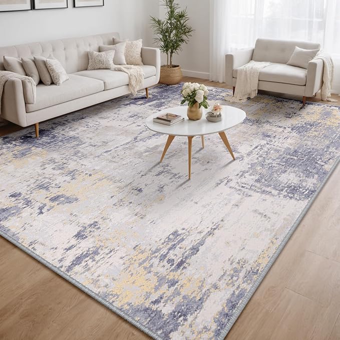 RELEANY Washable Area Rugs 9'x12' Non-Slip Modern Abstract Soft - Image 9