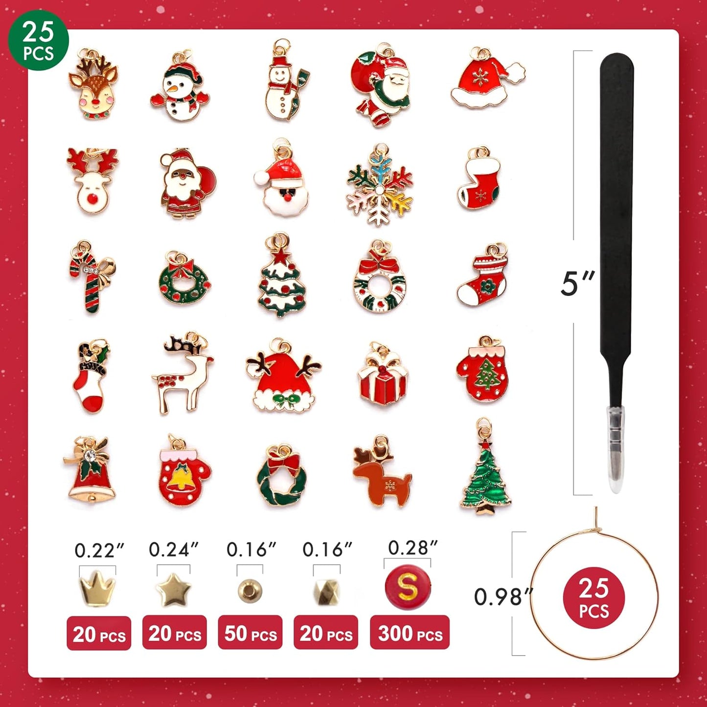 DIY Wine Glass Charms Kit, 25pcs Personalized Reusable Drink Marker Tags, Glass Identifiers for Wine Tasting Party, Unique Hostess Gifts & Party Decorations