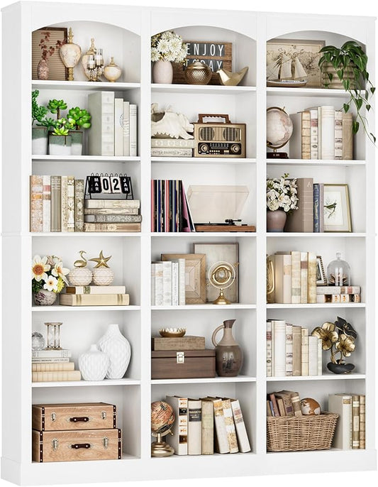 FACBOTALL 71" Triple Wide Bookshelf, 6 Tier Bookcase, Large White Bookshelf by FACBOTALL