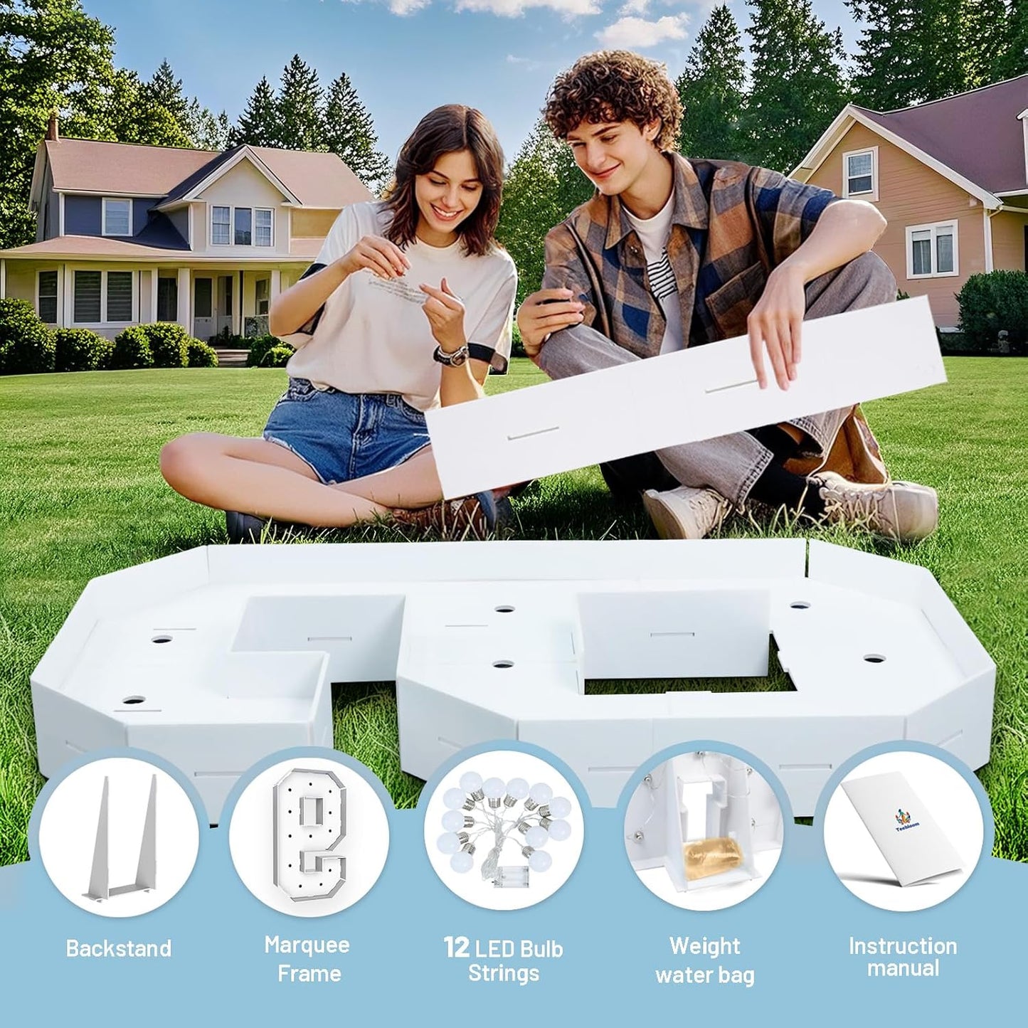 4FT Marquee Light Up Numbers - Cool White Light Up Numbers 9 with Fixed Water Bag, Party Decoration Large Marquee Light Up Numbers can Be Used for Wedding Decoration, Birthday Party Decoration