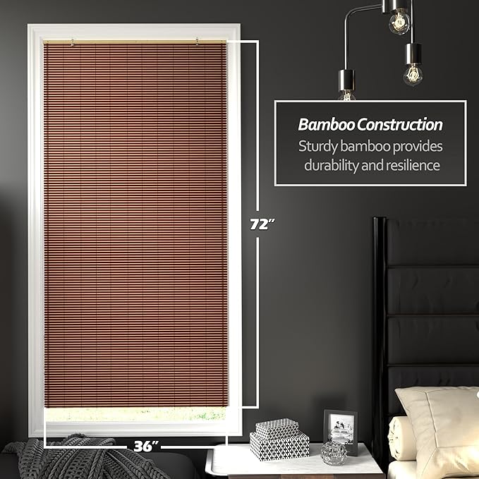 Red Lantern Bamboo Cordless Window Shade - Image 2