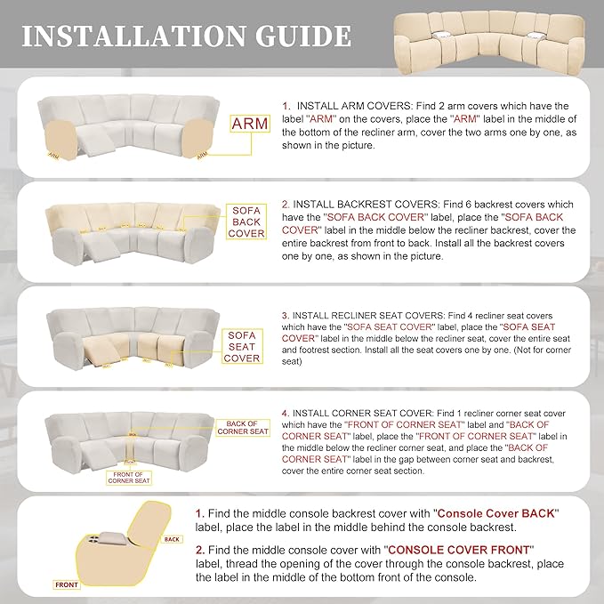 100% Waterproof Sectional Recliner Couch Covers - Image 7