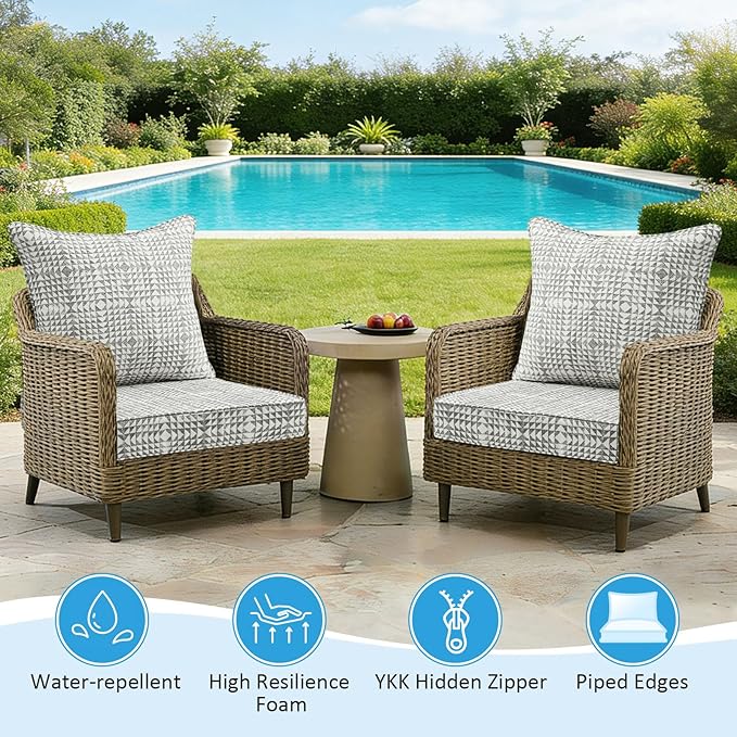 Sunbrella Outdoor Deep Seat & Back Cushion Set, 24 x 24 Inch Water Repellent - Image 4