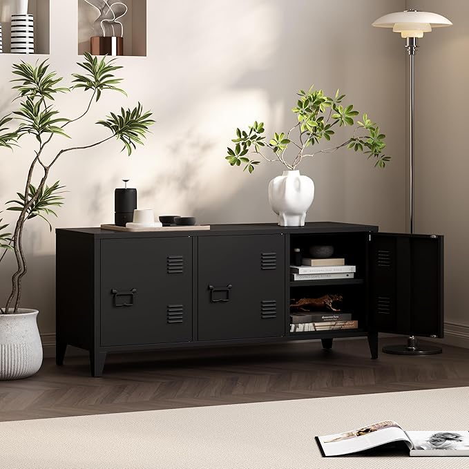 MIOCASA Metal Storage Cabinet, 3 Door TV Stand, Metal TV Cabinet - Image 5