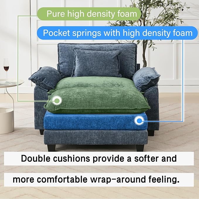 Oprisen 53" Modular Sectional Sofa, Comfy Cloud Couch Sectional Sofa - Image 3