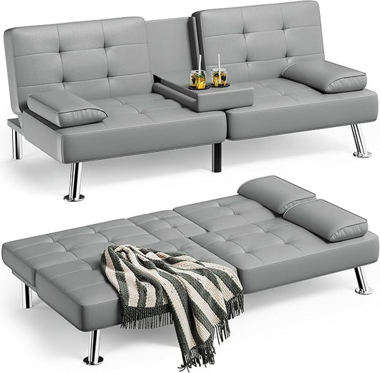 Homall Futon Sofa Bed, Leather Futon Couch by Homall