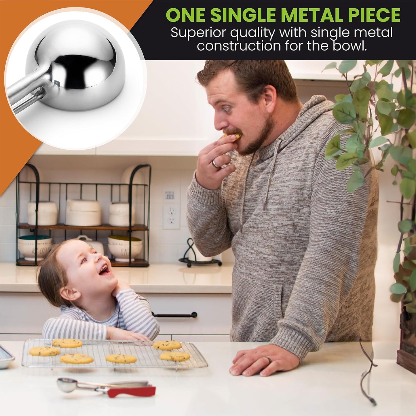 Spring Chef Red Large Stainless Steel Cookie Scoop for Baking - Multifunctional #20 Melon Baller with Trigger Release, 2.93 Tbsp Food Scooper for Ice Cream - Dishwasher Safe Cookie Dough Scoop