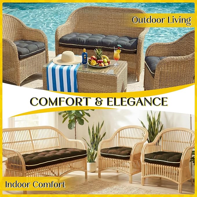 1 MIDDLE ONE Wicker Chair Cushions 3 Pieces Set - Image 6