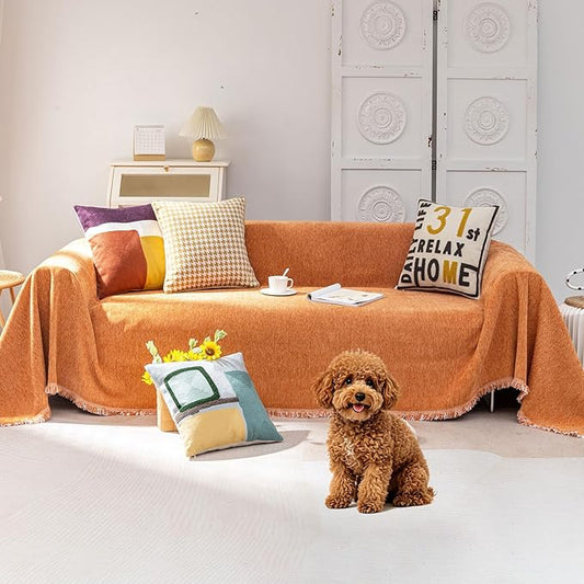 VClife Couch Cover for Sofa Washable, Vintage Orange Sofa Covers Slip Cover for by VCLIFE