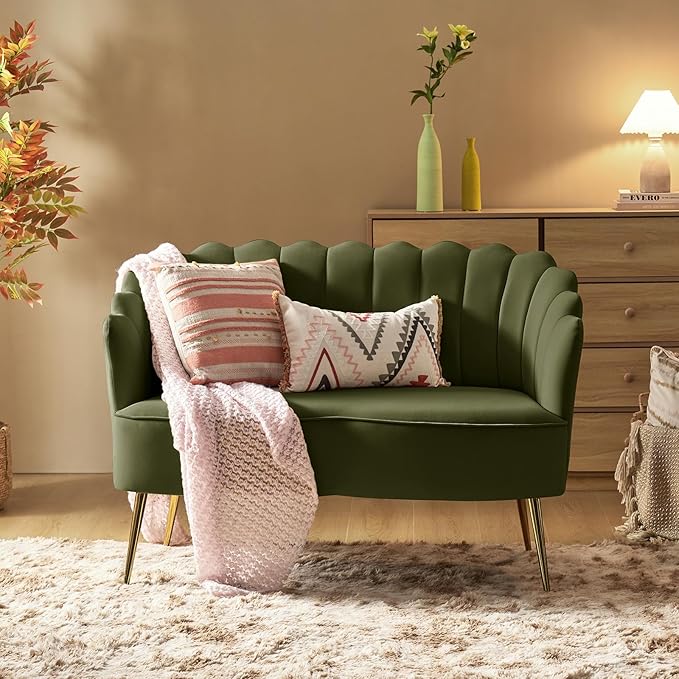 HULALA HOME Modern Velvet Loveseat Sofa - Image 7