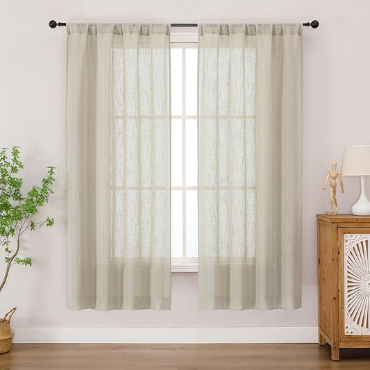 Chyhomenyc Semi Sheer Curtains 63 Inch Length 2 Panels by Chyhomenyc