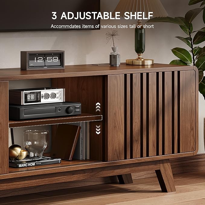 ONBRILL 63-Inch TV Stand for TVs up to 75 Inch, Mid-Century Modern Television - Image 5