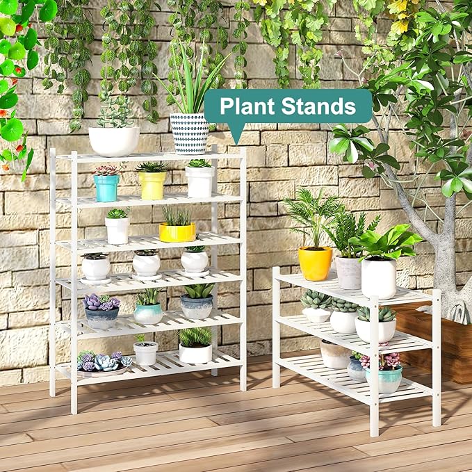 viewcare White Shoe Rack, 3-Tier Bamboo Wood Shoe Rack - Image 2