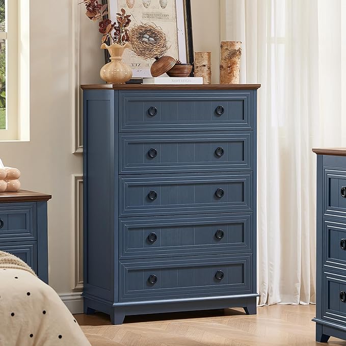 Joaxswe Farmhouse 5 Drawer Dresser - Image 5