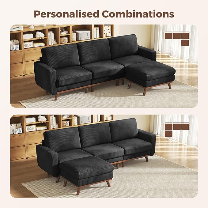 Vesgantti 97" Modular Sectional Sofa Black, L-Shaped Couch - Image 3