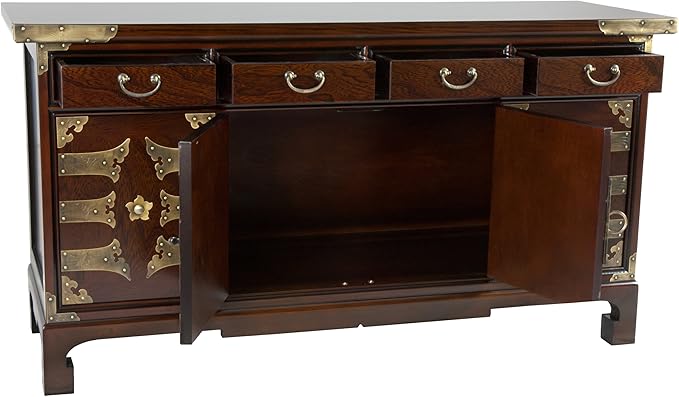 Oriental Furniture Korean Antique Style Coffee Table Low Chest - Image 3