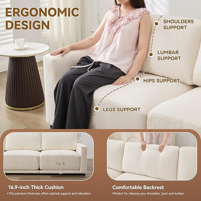 77.4" Modular Sectional Loveseat Sofa, Cloud Deep Seat Couch, Love Seat Sofas - Image 3