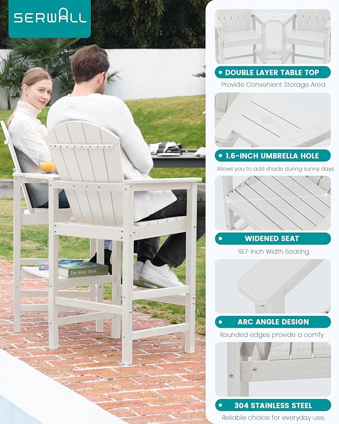 SERWALL Tall Adirondack Chairs Set of 2 - Image 4