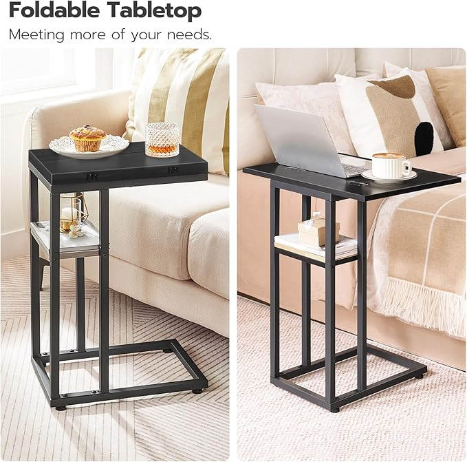 HOOBRO Foldable End Table, C Shaped Side Table - Image 7