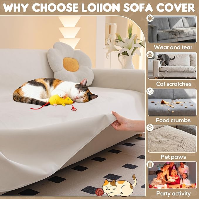 Loiion Velvet Sofa Cover, Ultra Soft Waterproof Non-Slip Couch Cover - Image 5