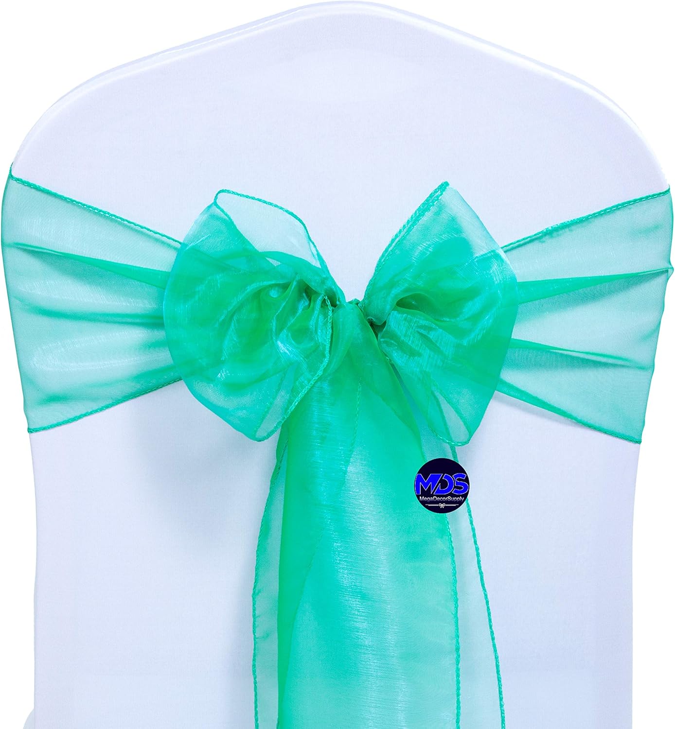 MDS Pack of 75 PCS Organza Chair Sashes Wider Dining Chair Bows Ribbon Tie Back for Wedding Party Birthday Bridal Shower Reception Event Banquet Home Chair Cover Decoration - Green