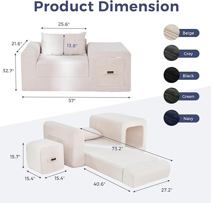 MAXYOYO Folding Sofa Couch, Convertible Floor Sofa - Image 3