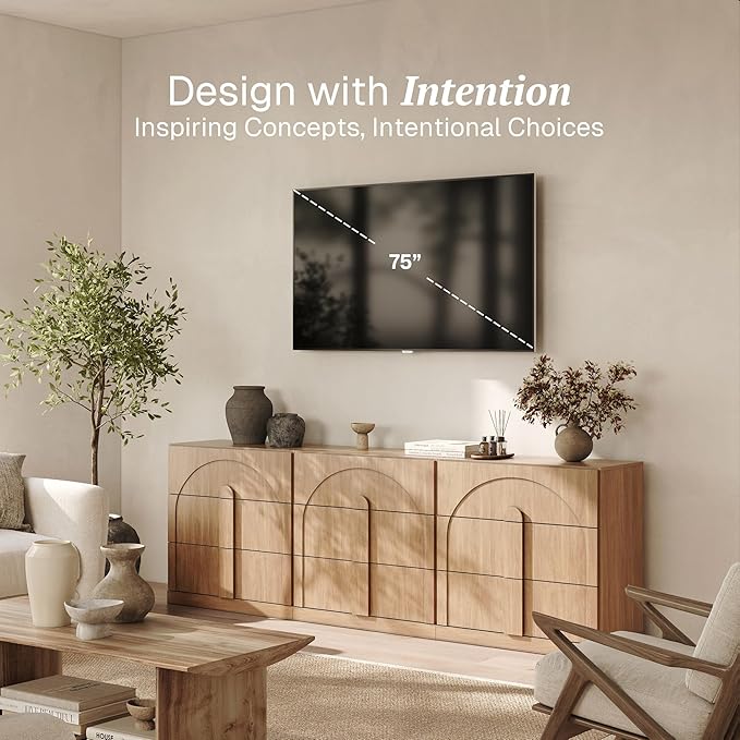 BELLEZE Sideboard Cabinet with 3 Drawers, Large Fluted Sideboard with Storage - Image 3