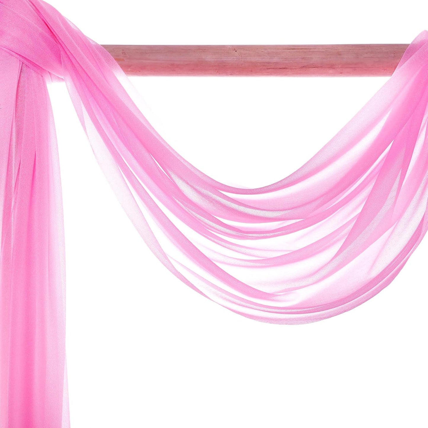 VDS Pack of 1 Panel (30 Inch X 50 Feet) Wedding Arch Draping Fabric Sheer Chiffon Fabric Drapery for Wedding Ceremony Reception Swag Backdrop Canopy Chuppah ARBO Altars Decoration (Bubblegum)