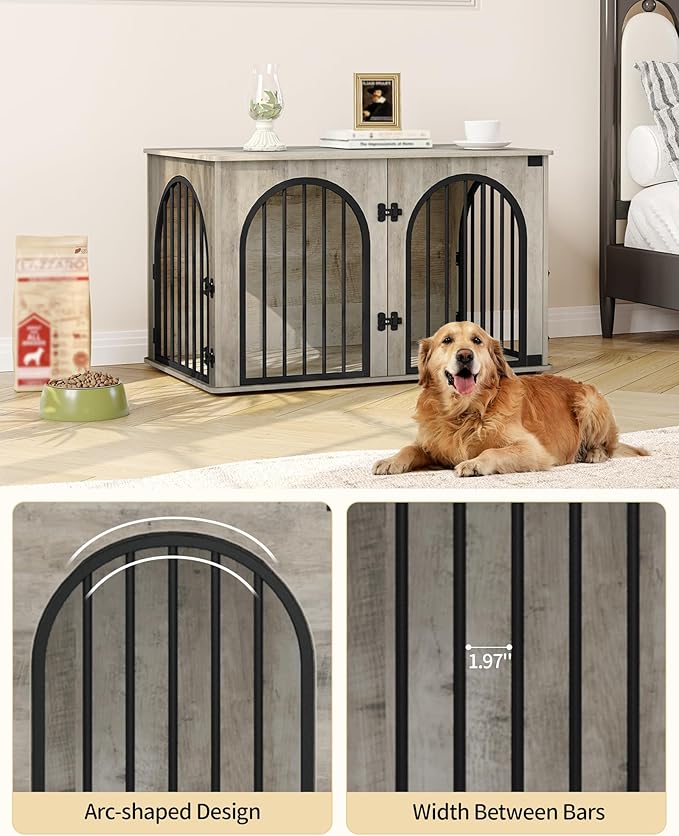 Hzuaneri 39.4" Wooden Dog Crate Furniture, Indoor Dog Kennel Dogs Cage - Image 3