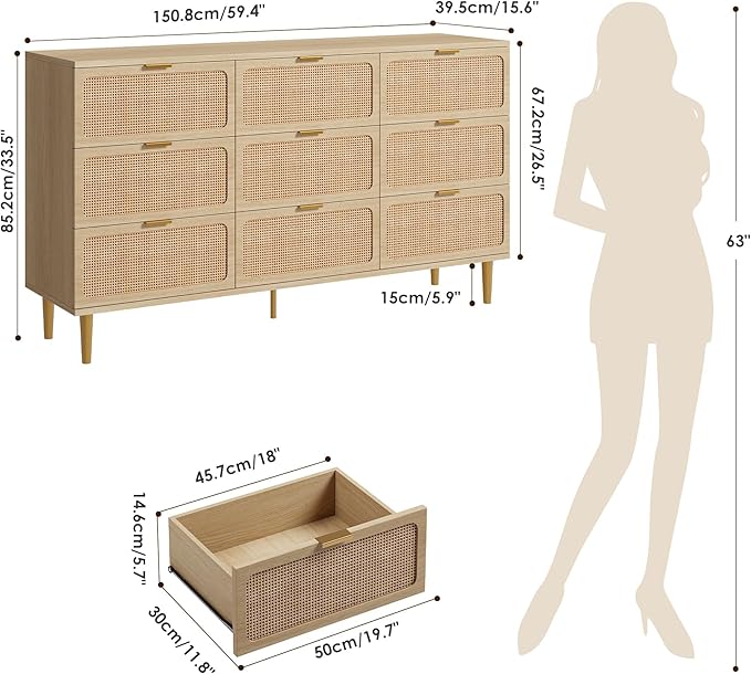 GarveeHome Rattan 9 Drawer Dressers - Image 2