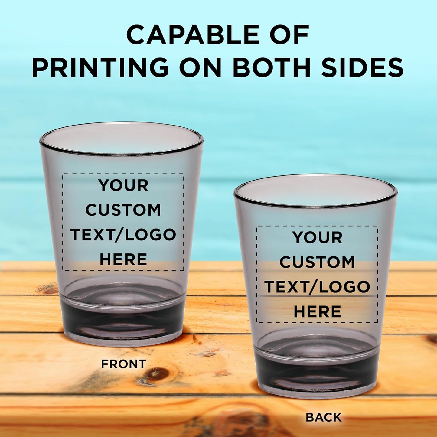 Custom Translucent Plastic Shot Glasses 1.5 oz. Set of 10, Personalized Bulk Pack - Acrylic, Great for Wedding, Party, Birthday, Gifts - Charcoal
