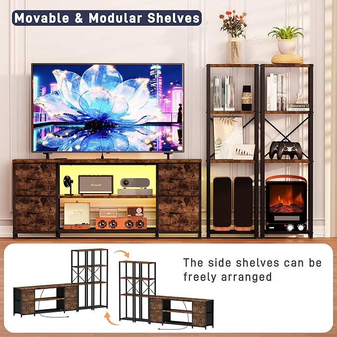 LED TV Stand Bookshelf Combo - Image 6