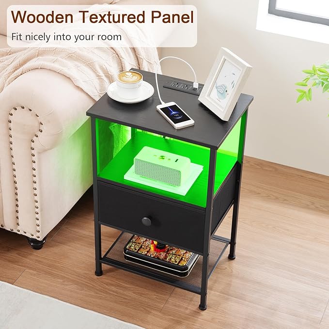 LOAKEKEL Night Stand Set 2, LED Nightstand - Image 8