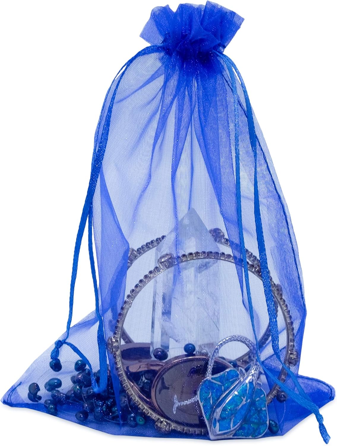 TheDisplayGuys 48-Pack 6x8 Royal Blue Sheer Organza Gift Bags with Drawstring, Jewelry Candy Treat Wedding Party Favors Mesh Pouch