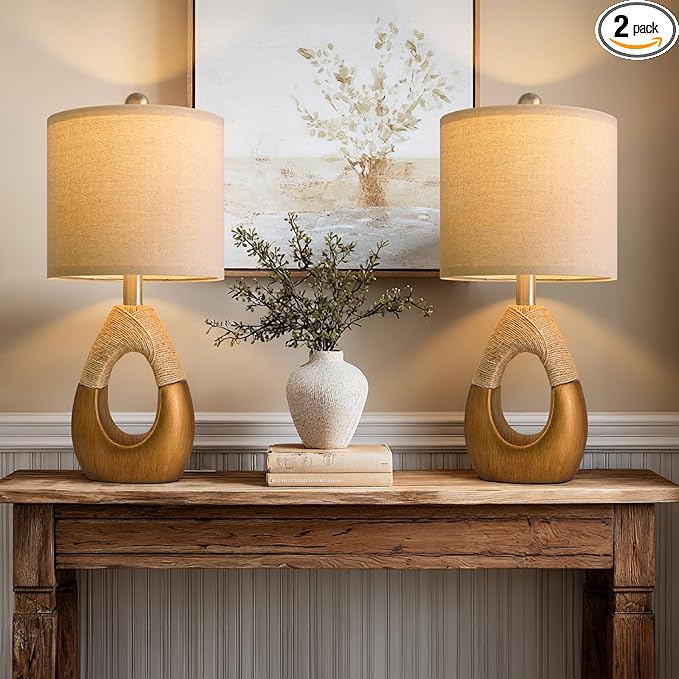 OYEARS 19" Table Lamps Set of 2, Boho Lamps by OYEARS