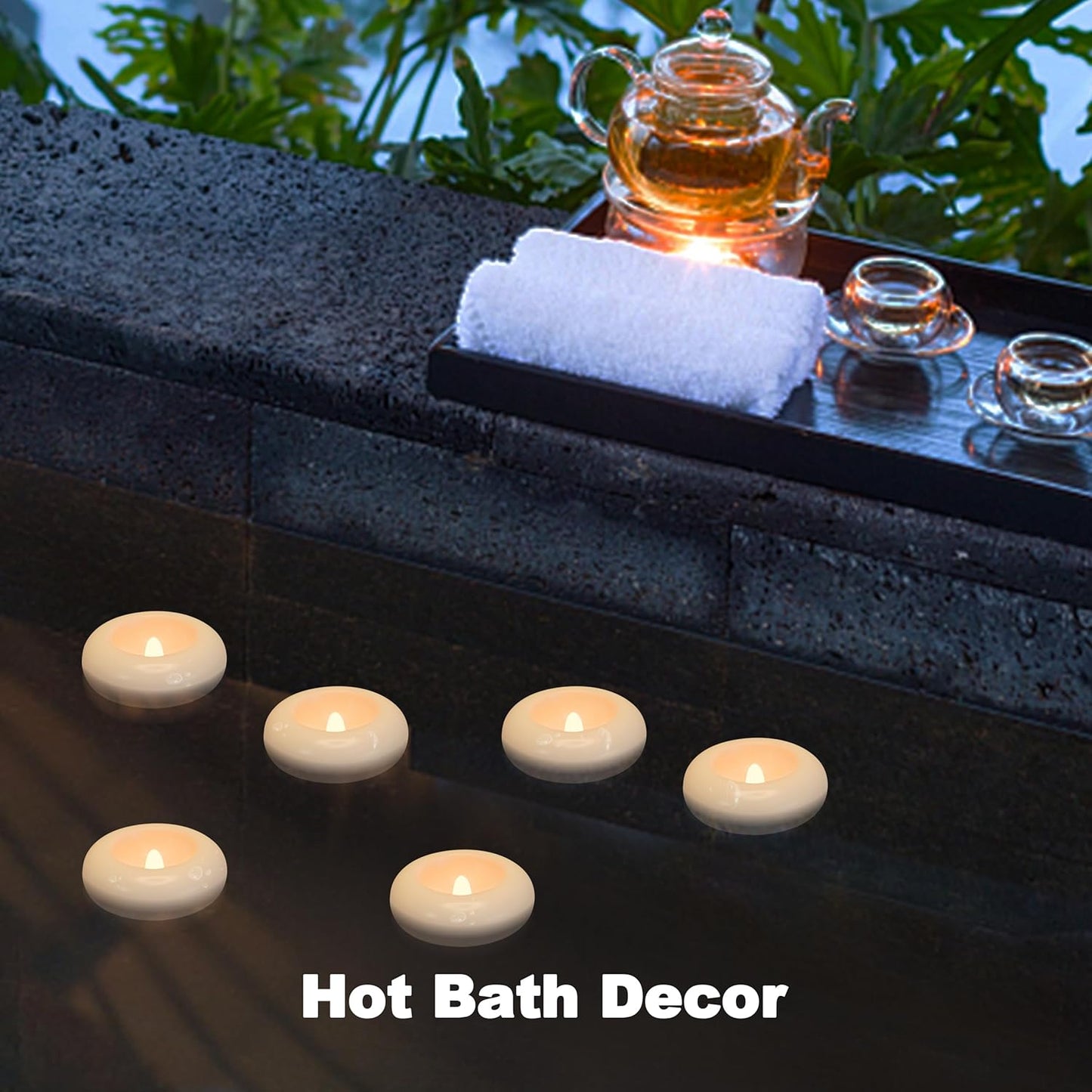 Aignis 6pcs Flameless LED Floating Candles, 120+ Hours Glow Time, 3 Inch Plastic Battery Operated Tealights, Cozy Warm White Light for Romantic Pool/Bathtub/Hot Bath/Wedding Centerpiece Decor