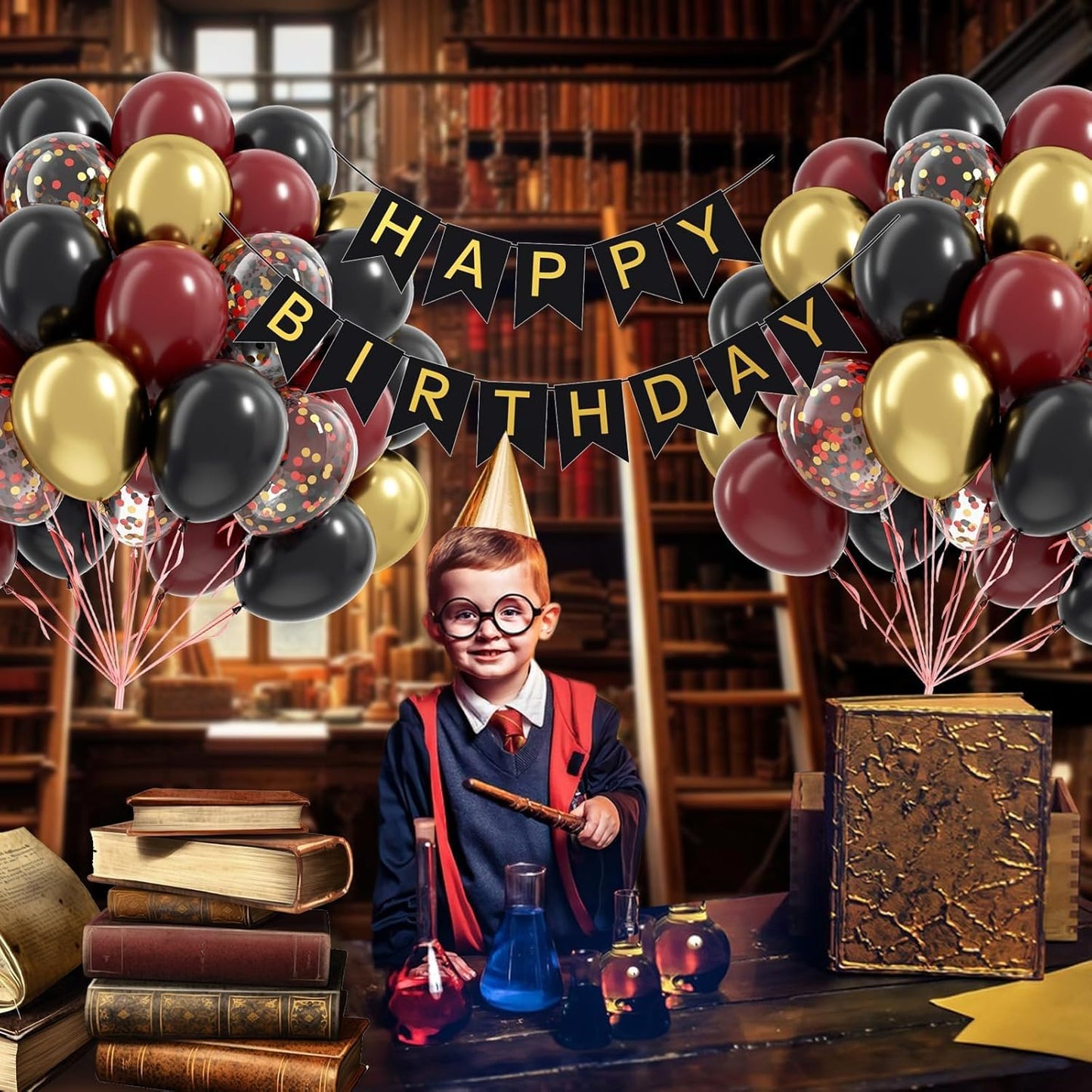 60pcs 12inch Black Burgundy and Gold Balloons, with Gold Red Black Confetti Balloons for Maroon Themed Birthday Baby Shower Graduation Party Decorations