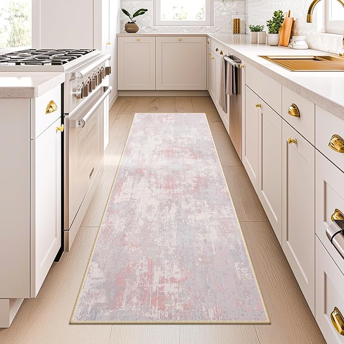 RELEANY Washable Area Rugs 2'x6' Non-Slip Modern Abstract Soft - Image 5