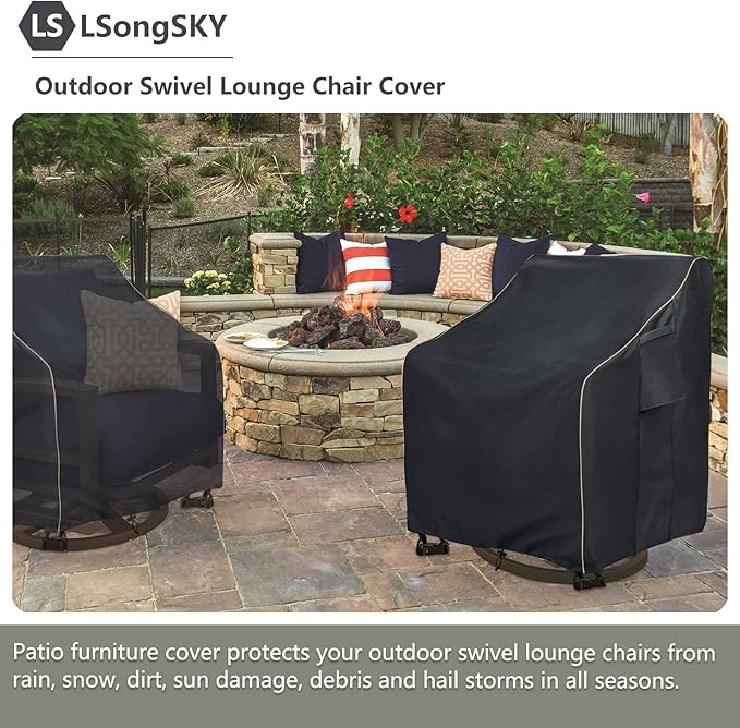 Outdoor Swivel Lounge Chair Cover 2 Pack, Waterproof Heavy Duty Patio Chair - Image 6