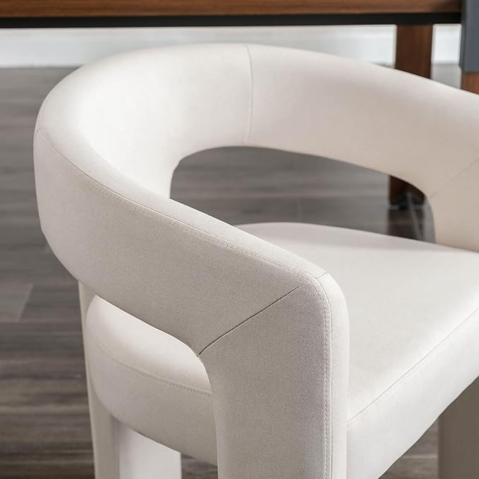 RIVOVA Modern Barrel Dining Chairs Set of 2, Linen Upholstered Accent Side Chair - Image 5