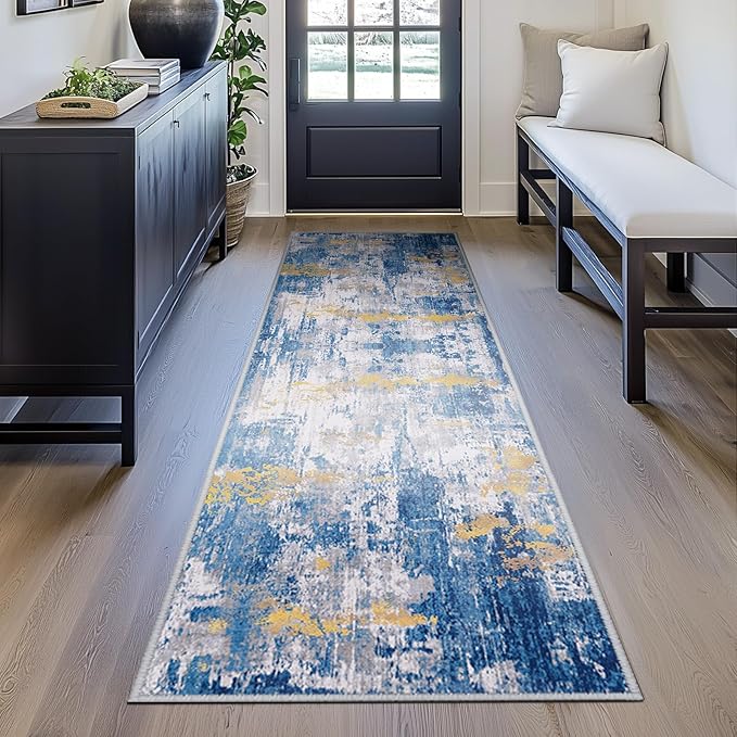 RELEANY Washable Area Rugs 2'x8' Non-Slip Modern Abstract Soft - Image 4