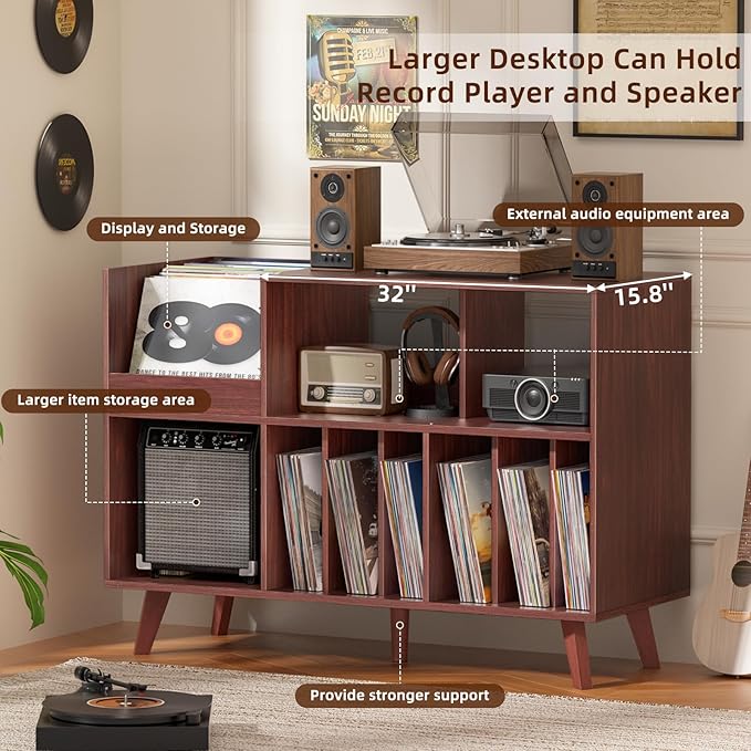 LELELINKY Large 48'' Record Player Stand - Image 4